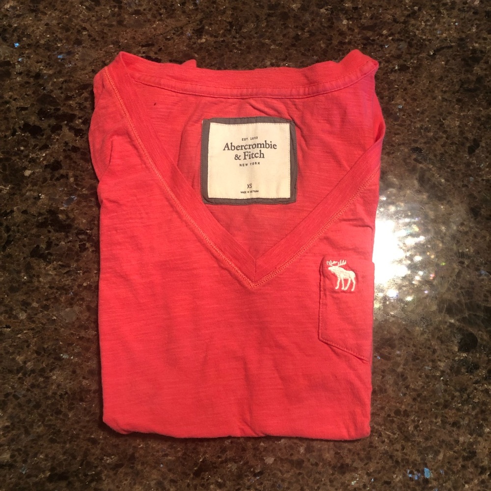 Abercrombie and Fitch pink V-neck with pocket